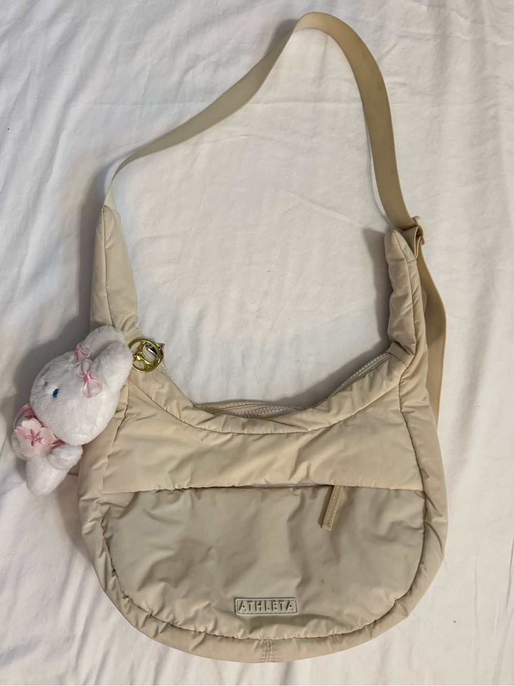 Athleta Anytime Crescent Crossbody Shoulder Bag in Cream